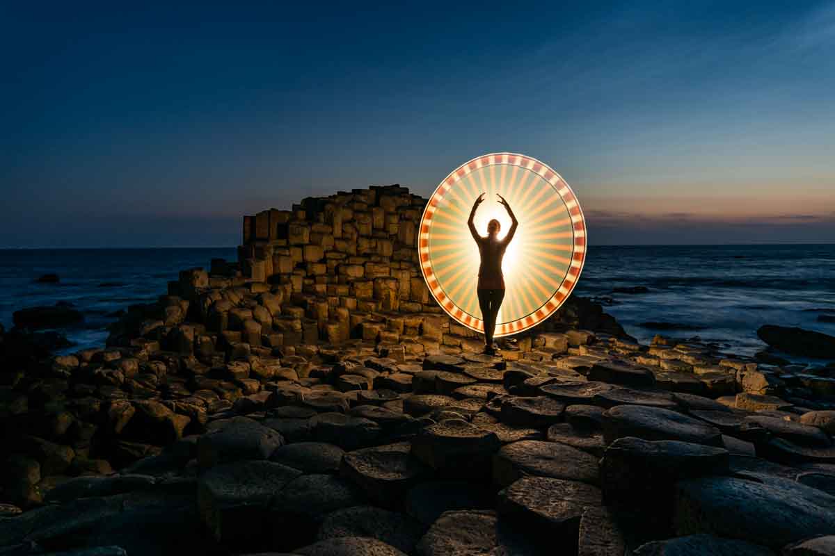 Light Painting at the Giants Causeway Blue Hour