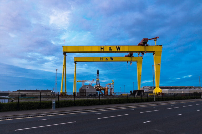 Harland and Wolfe Cranes in blue hour